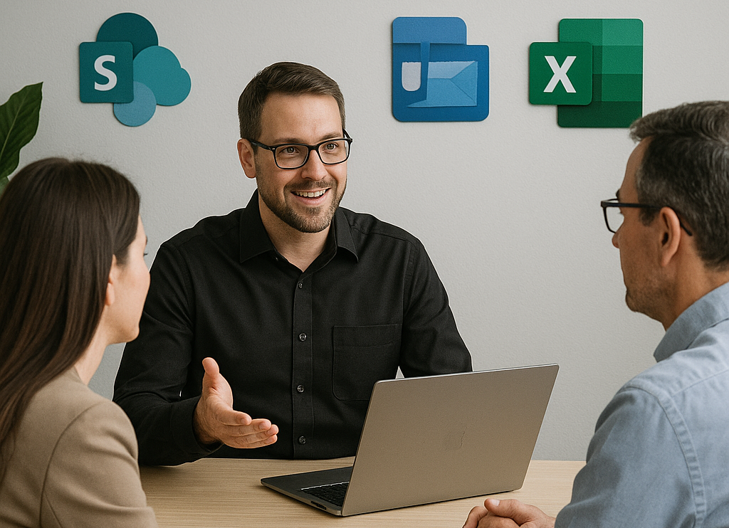 Stilbruch IT bietet professionelle Microsoft 365 Beratung für Unternehmen und Privatpersonen in Augsburg und Schwabmünchen. Der Service deckt alle Aspekte der Microsoft 365 Suite ab – von der Erstberatung über die Einrichtung bis hin zur langfristigen Betreuung. Dabei steht der effiziente Einsatz der Tools wie Outlook, Teams, SharePoint oder OneDrive im Fokus. Für Geschäftskunden wird besonderer Wert auf Datensicherheit, Teamzusammenarbeit und Automatisierung gelegt. Privatkunden profitieren von einer intuitiven Einführung und praktischen Anwendungstipps im Alltag. Die IT-Experten von Stilbruch IT analysieren individuelle Anforderungen und entwickeln maßgeschneiderte Strategien für die digitale Transformation. Sowohl kleine Betriebe als auch größere Organisationen erhalten verständliche und zukunftssichere Lösungen. Schulungen und Support runden das Angebot ab. Durch eine persönliche Betreuung vor Ort in Augsburg und Schwabmünchen wird eine vertrauensvolle Zusammenarbeit aufgebaut.