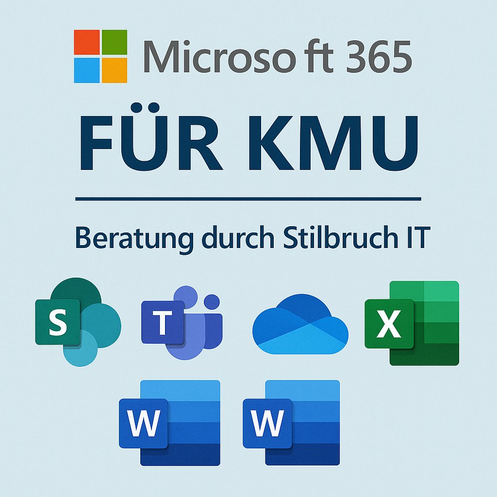 Microsoft 365 für KMU bietet kleinen und mittleren Unternehmen aus Augsburg und Schwabmünchen leistungsstarke Werkzeuge zur Digitalisierung und Prozessoptimierung. Stilbruch IT unterstützt mit individueller Beratung, effizienter Einführung und technischer Umsetzung. Durch den gezielten Einsatz von Microsoft Teams, SharePoint, OneDrive und Power Automate können Arbeitsabläufe vereinfacht, Kommunikation verbessert und Daten sicher verwaltet werden. Die Lösung eignet sich ideal für wachsende Unternehmen, die flexibel, sicher und effizient arbeiten wollen. Besonders KMU profitieren von der professionellen Integration und dem fortlaufenden Support durch Stilbruch IT. Die Beratung erfolgt individuell, praxisnah und immer mit Blick auf Wirtschaftlichkeit und Skalierbarkeit.